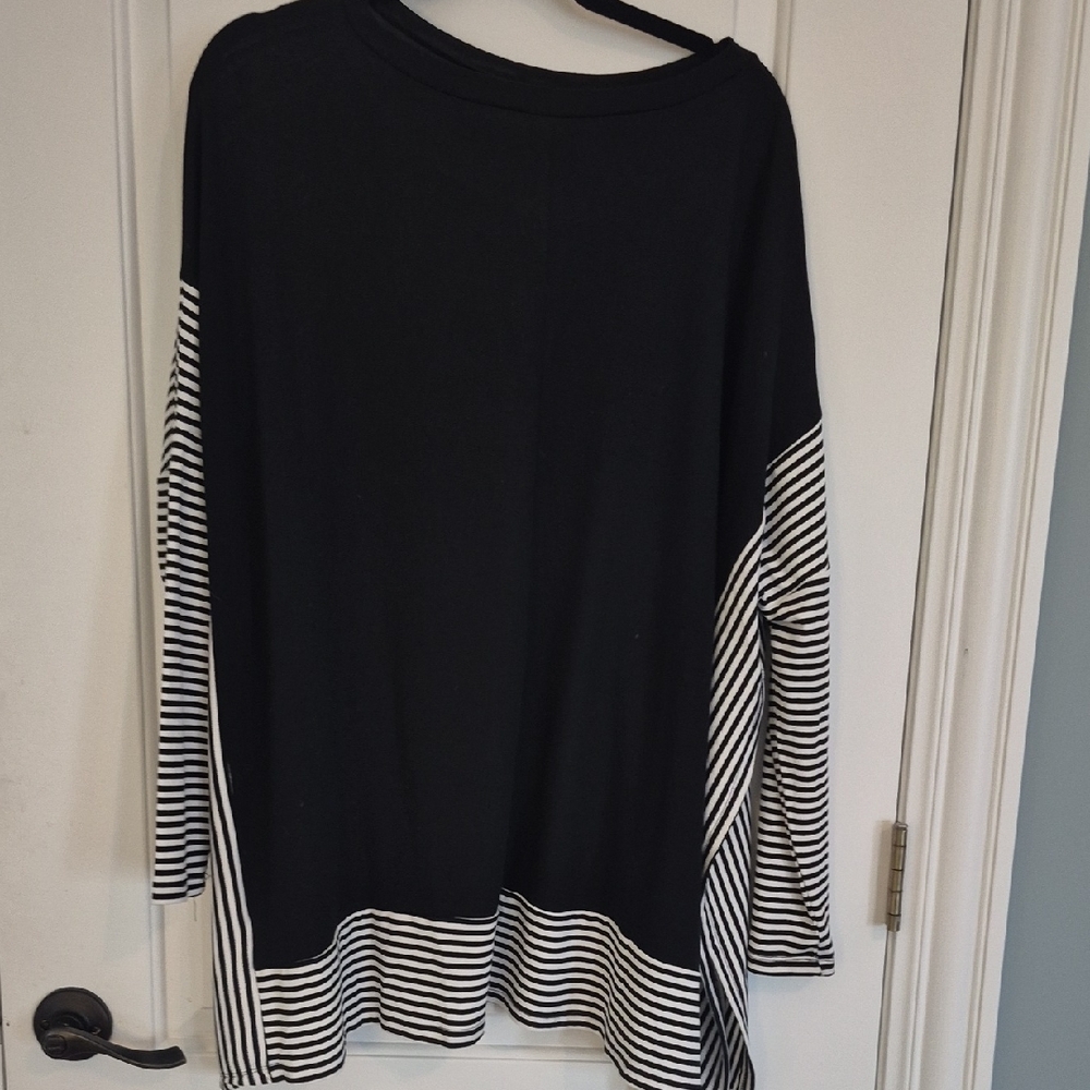 Black and White Striped Women's Top